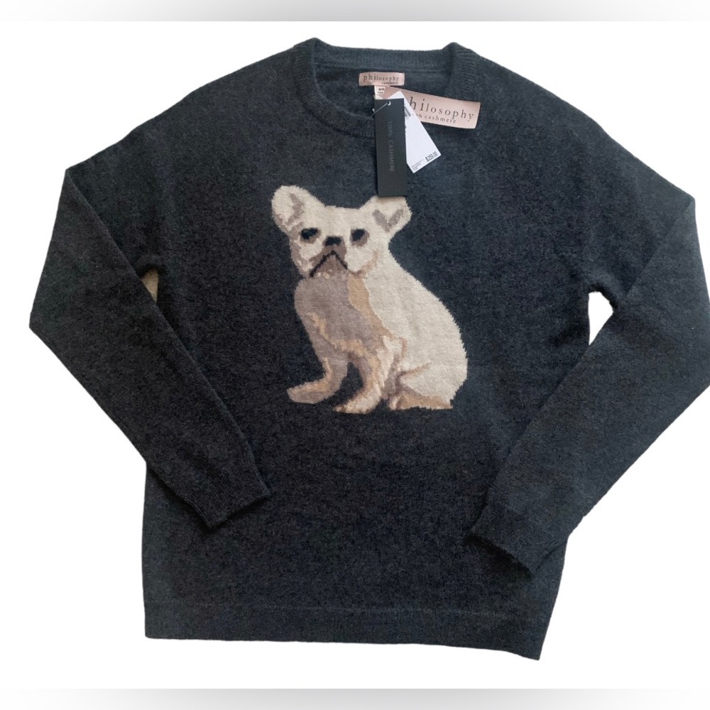 Philosophy Charcoal Sweater with Dog Design